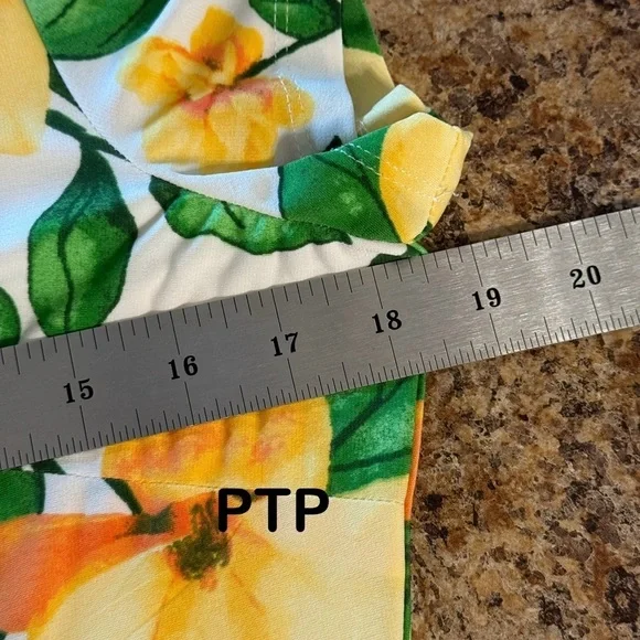 Maggy London Sheath White Dress with Yellow and Green Floral Design Size 12 - Picture 8 of 13